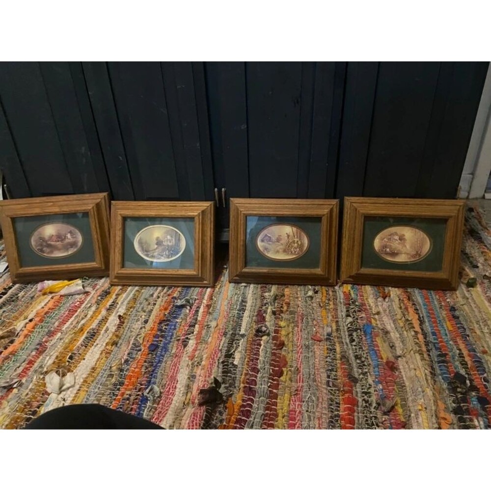 Complete Matching Set of 4 Vintage Country Landscape Prints